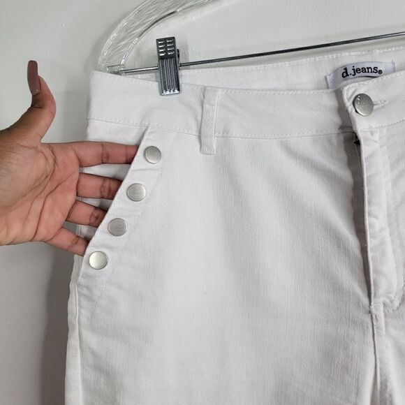 D. JEANS Denim White Jeans Decorative Flat Buttons Size 12 - Picture 5 of 7